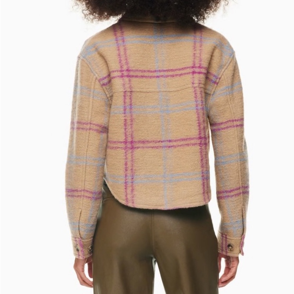 Aritzia M Wilfred Shacket Ganna Beige Pink Cropped Shirt Jacket Women’s 8-10 - Picture 3 of 7